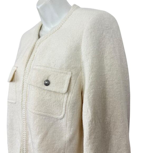 Talbots Ivory Womens Boiled Wool Blend Suit Jacket Blazer Career Classic sz 10 - Picture 10 of 16